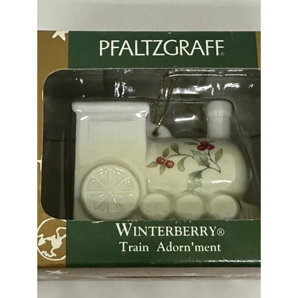 VTG 1999 Pfaltzgraff‎ Winterberry Train Ornament NIB Christmas Holiday Decor